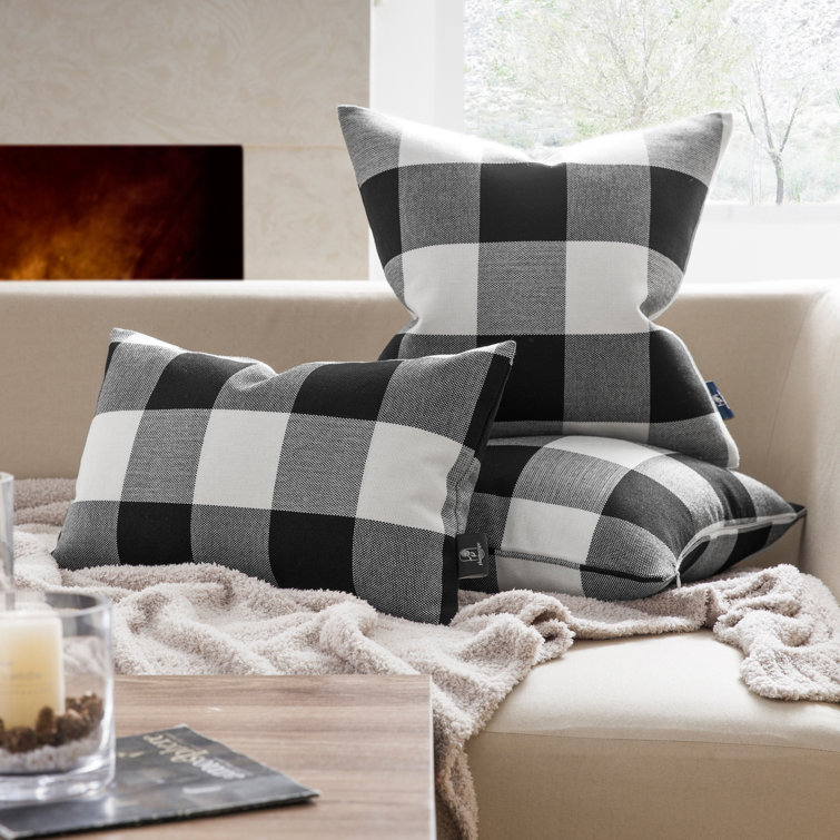 Black and white checkered throw clearance pillows